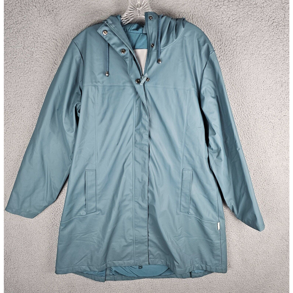 Rains Drip Drip Drip Thermal Long Rain Jacket Pockets Hooded Size L/XL